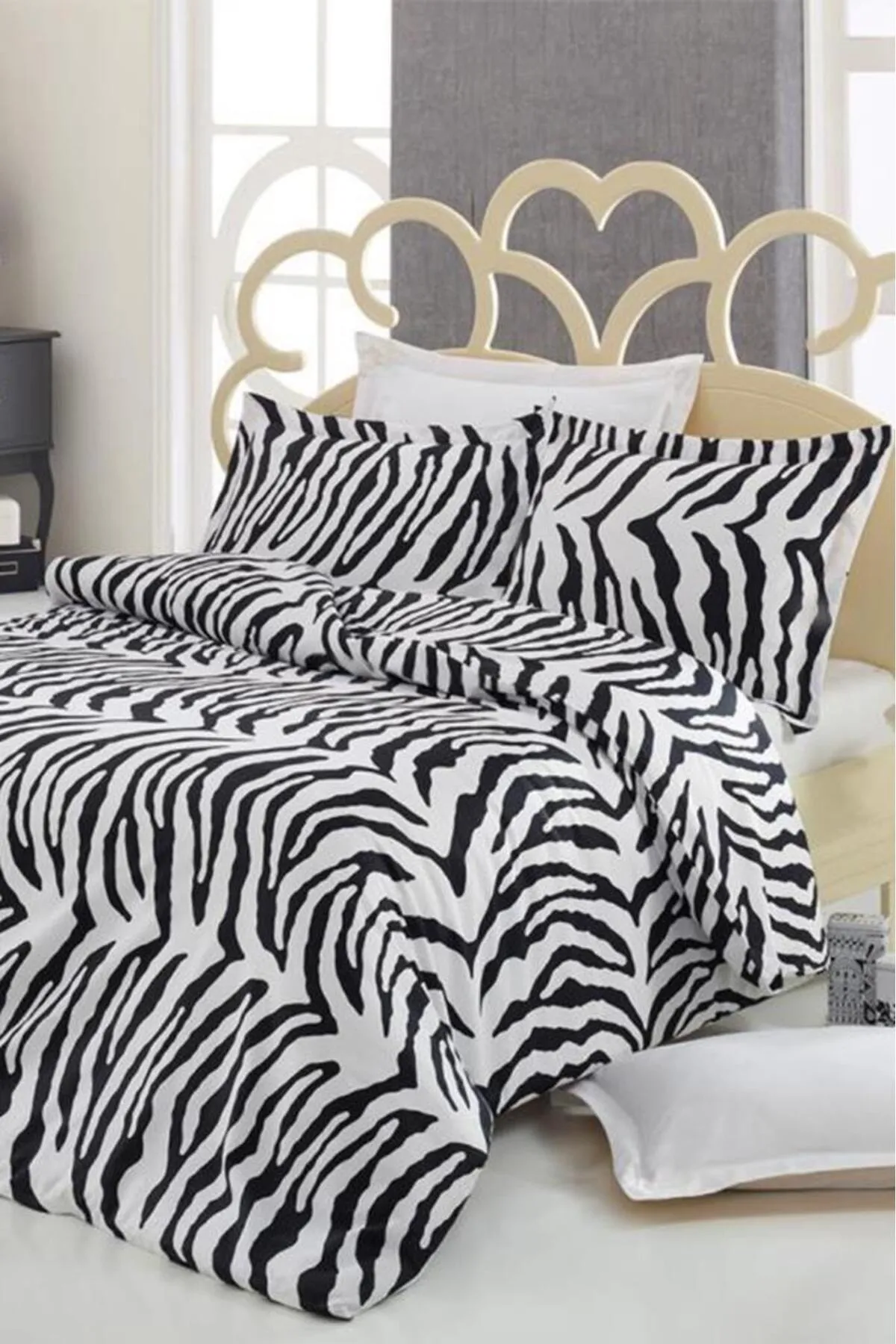 Çeyiz Diyarı  Bettwäsche-Set für Doppelbett aus Baumwollsatin mit Zebramuster