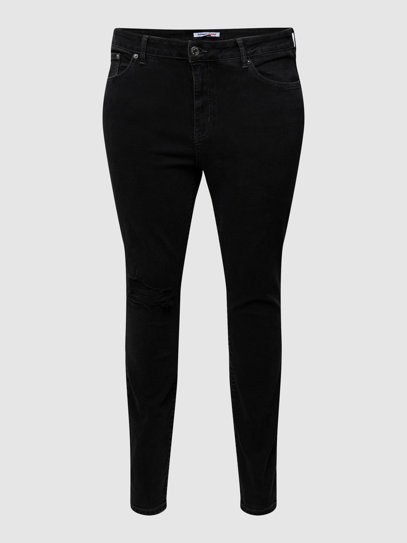 PLUS SIZE Jeans im Destroyed-Look in schwarz