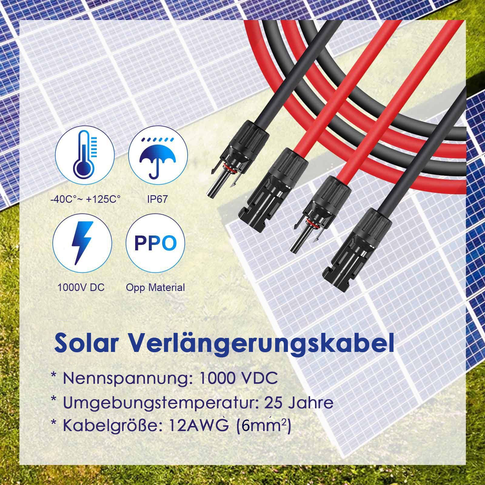 PFCTART Solarmodul 6mm² Solarkabelverlängerung,PV MC4 Photovoltaik Verlängerungskabel
