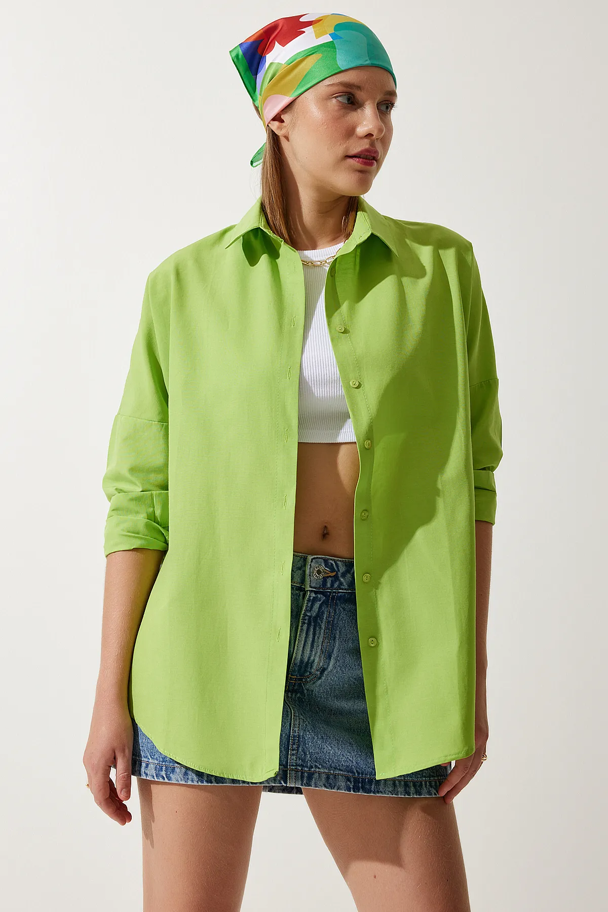 Happiness İstanbul  Hemd - Grün - Oversized