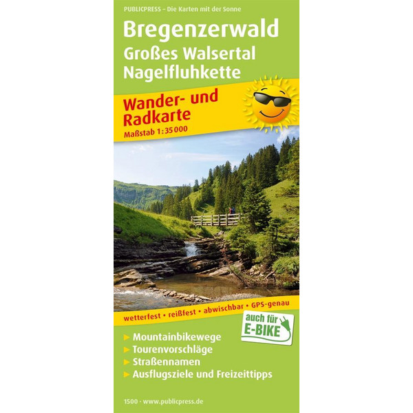 Bregenzerwald, Großes Walsertal, Nagelfluhkette Wander- und Radkarte 1 : 35 000 - Wanderkarte