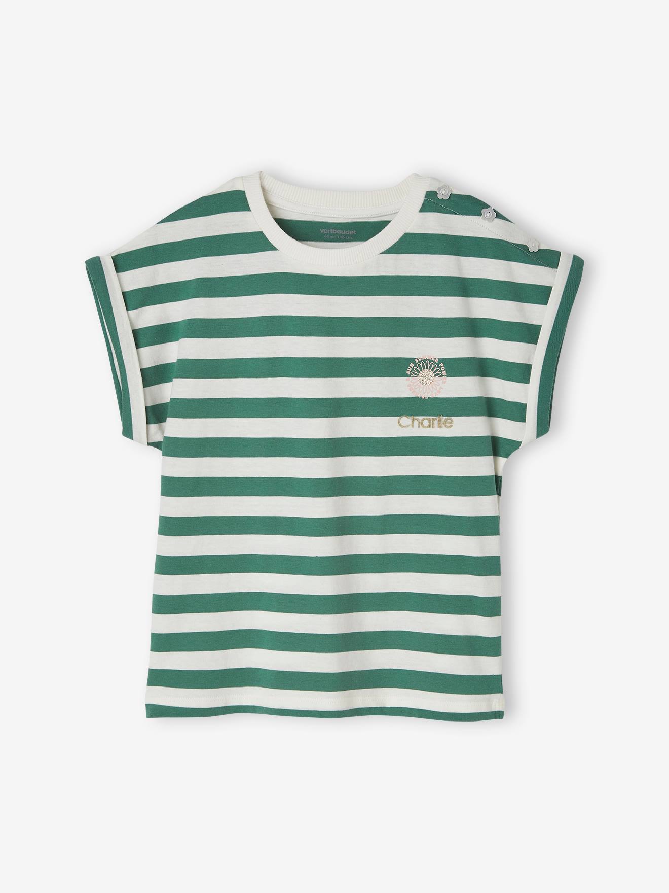 T-shirt rayé personnalisable fille rayé rose