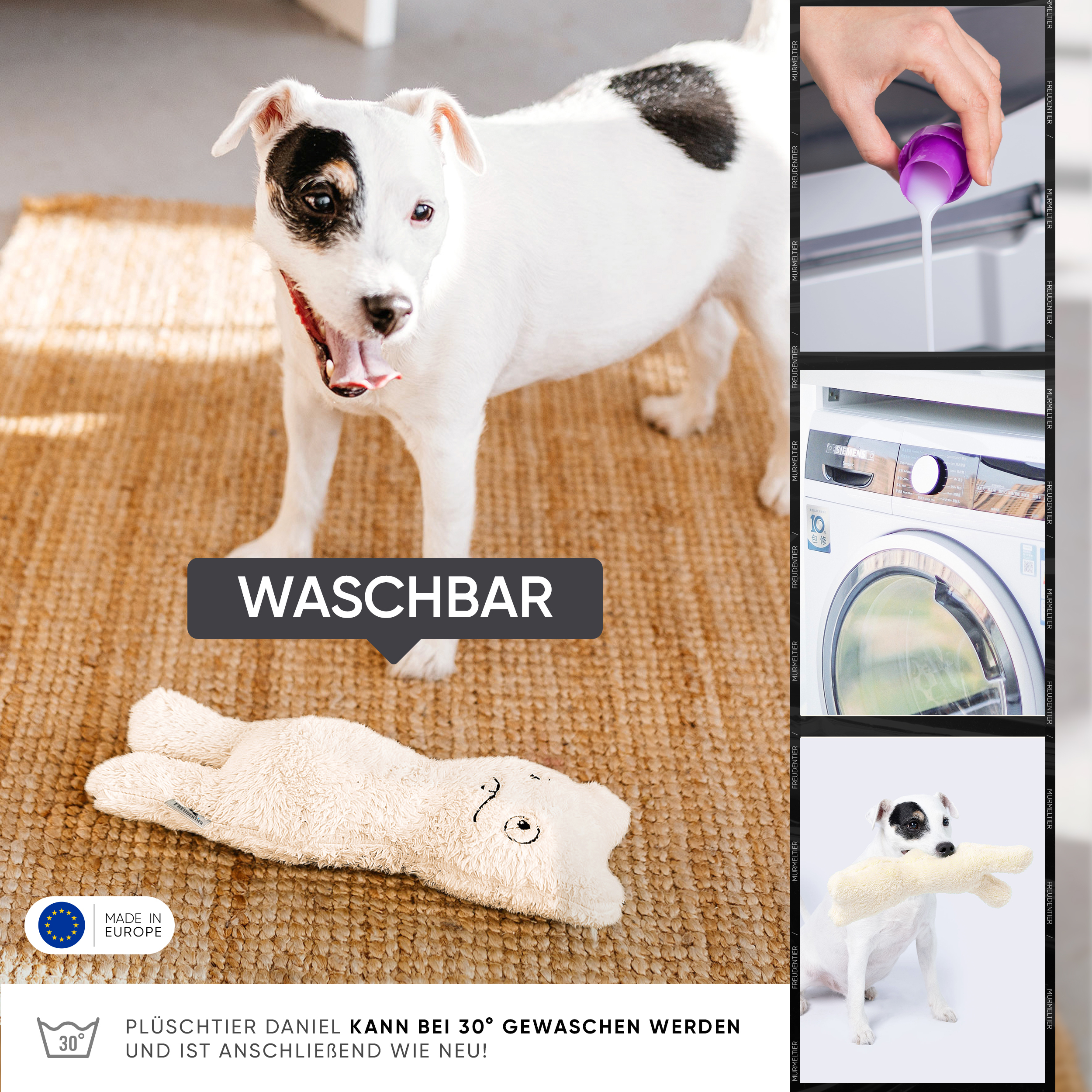 Freudentier Kuscheltiere Freudentier nachhaltiges Hundespielzeug Daniel
