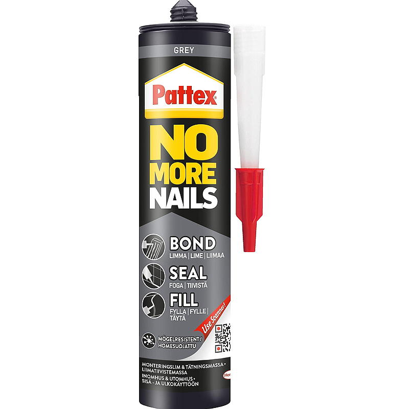Pattex No more nails Lim-fug 280 ml, grå, Pattex