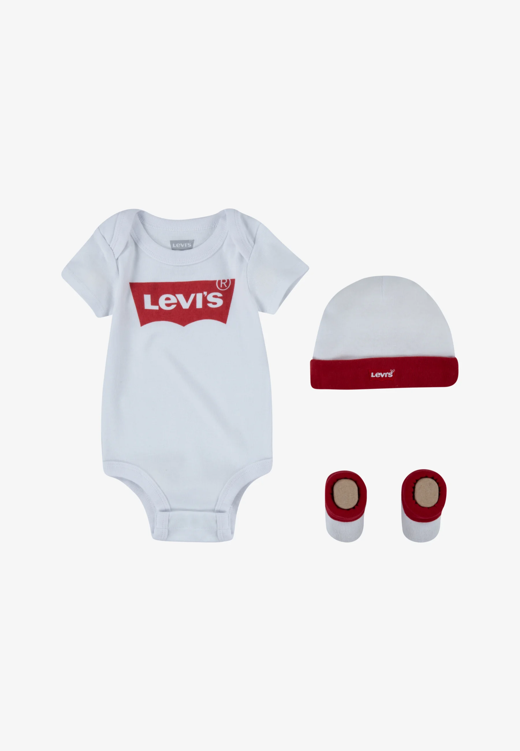 Conjunto unisex de mono, gorro y botín con alas de murciélago de Levi's® - Regalo para baby shower
