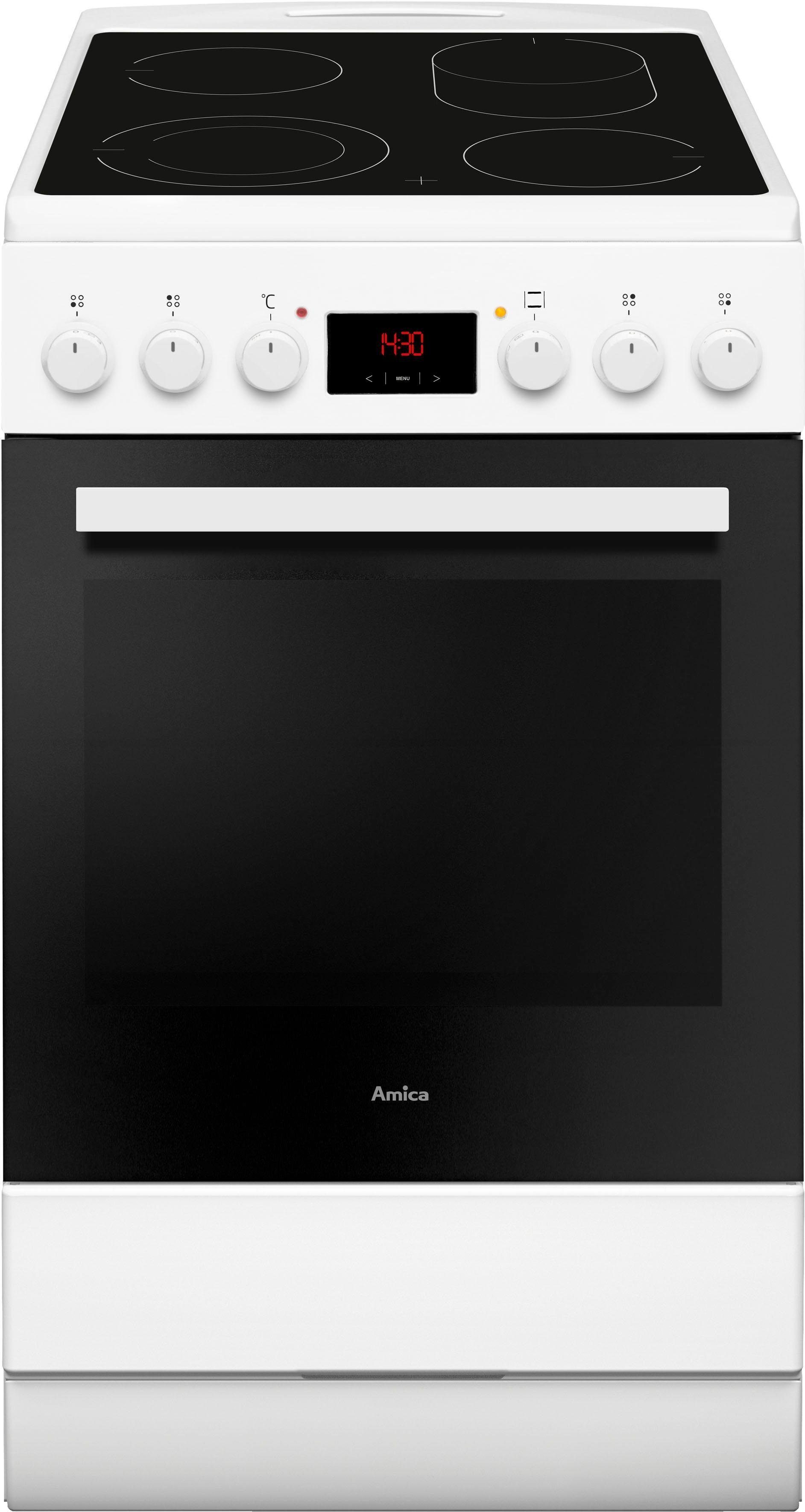 Amica Elektro-Standherd SHC 903 001 W, mit 1-fach-Teleskopauszug, Simple Steam Reinigungsfunktion