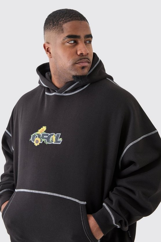 Plus kastiger Oversize Hoodie mit Print