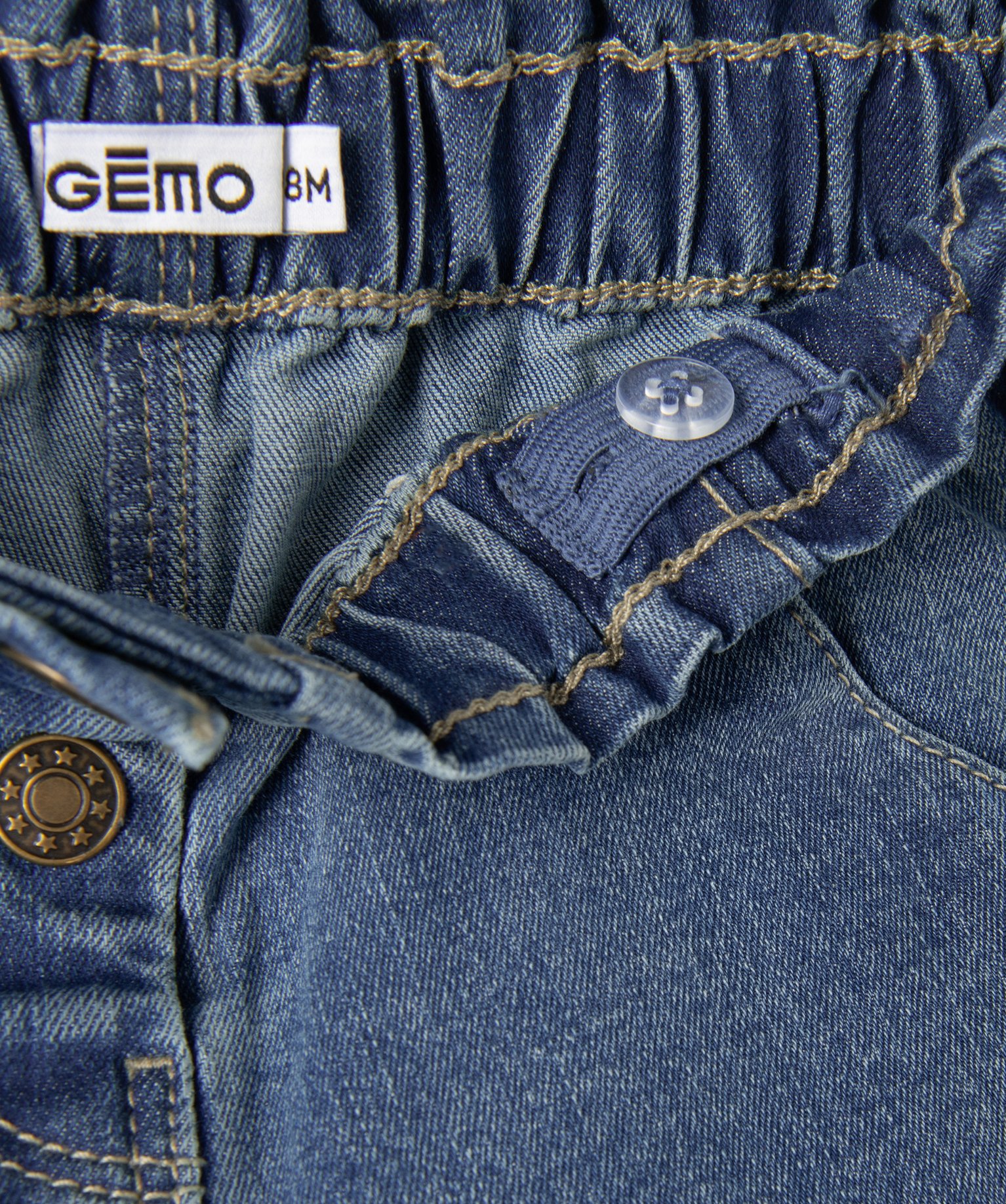 Short en jean bébé fille uni avec revers et taille élasti... denim | GEMO