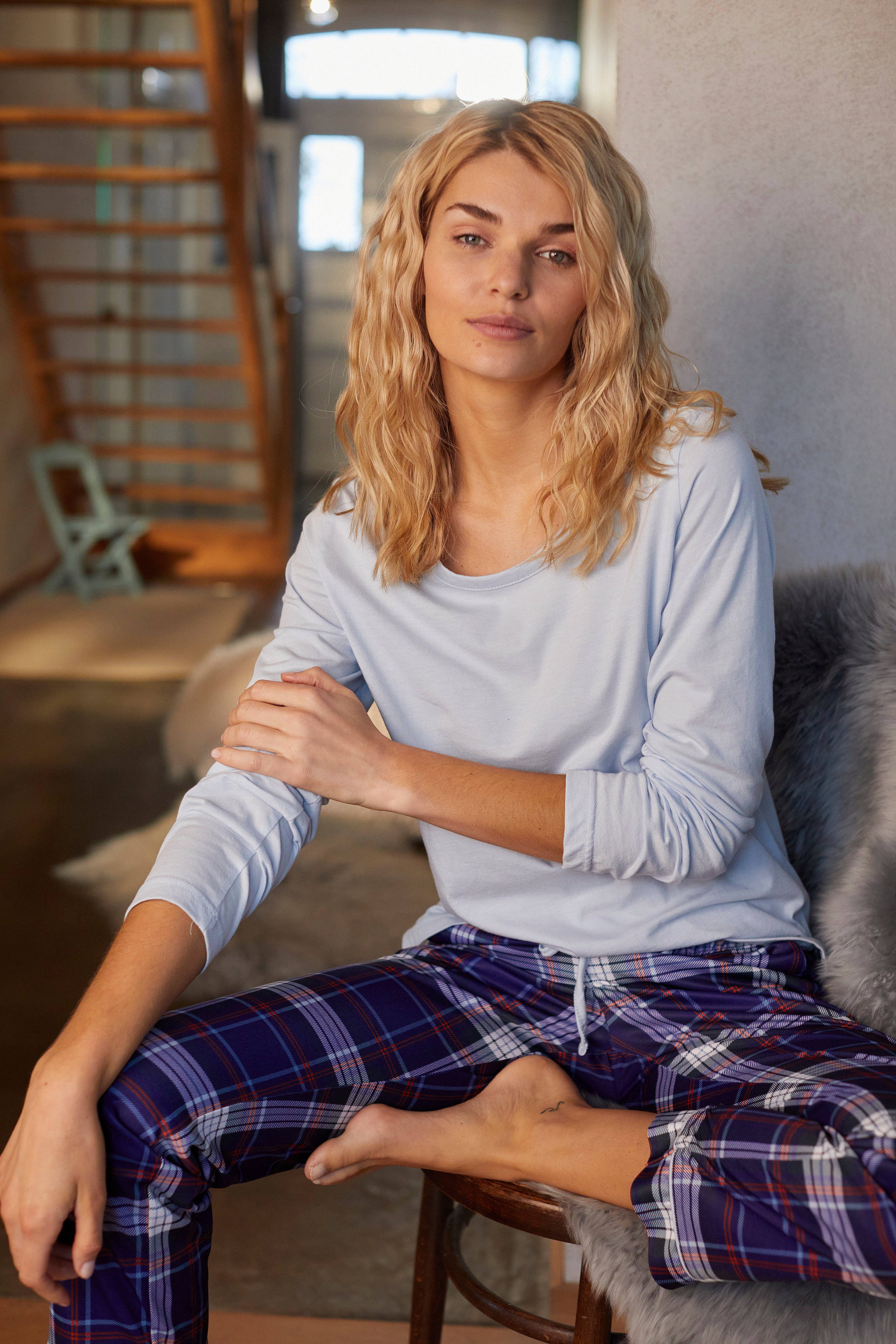 H.I.S Pyjama (2 tlg., 1 Stück) mit karierter Schlafhose