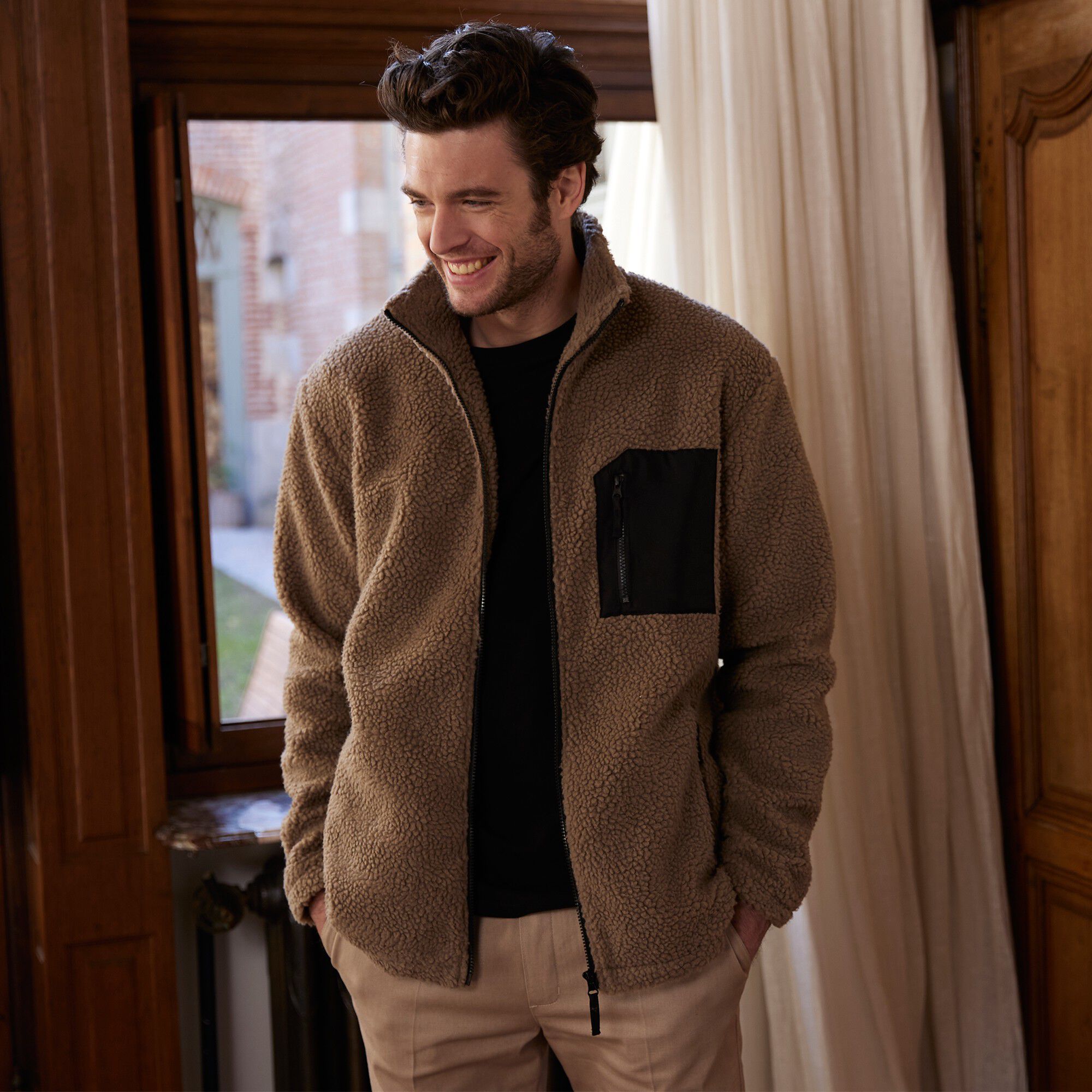 Veste chaude zippée maille peluche