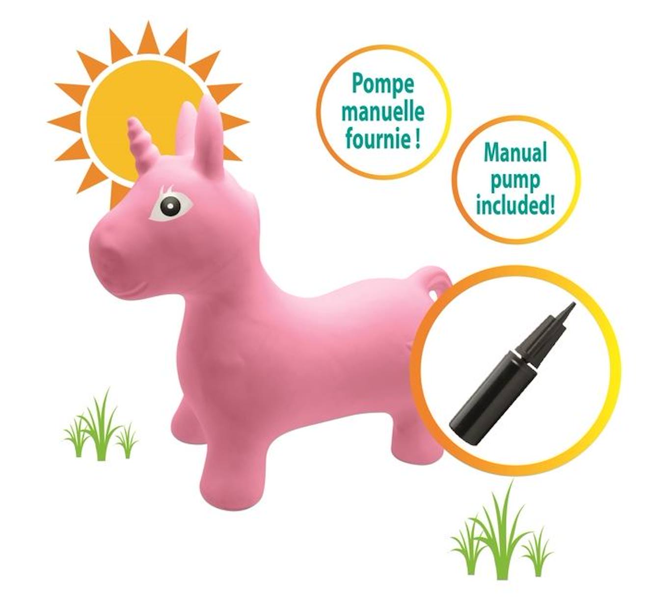 Licorne Sauteuse Gonflable en Peluche blanc