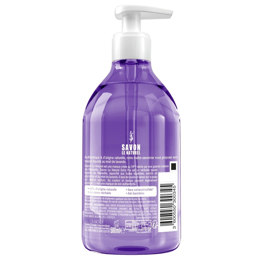 Le Naturel muilas, Le Naturel skystas muilas, levandų medus 500ml
