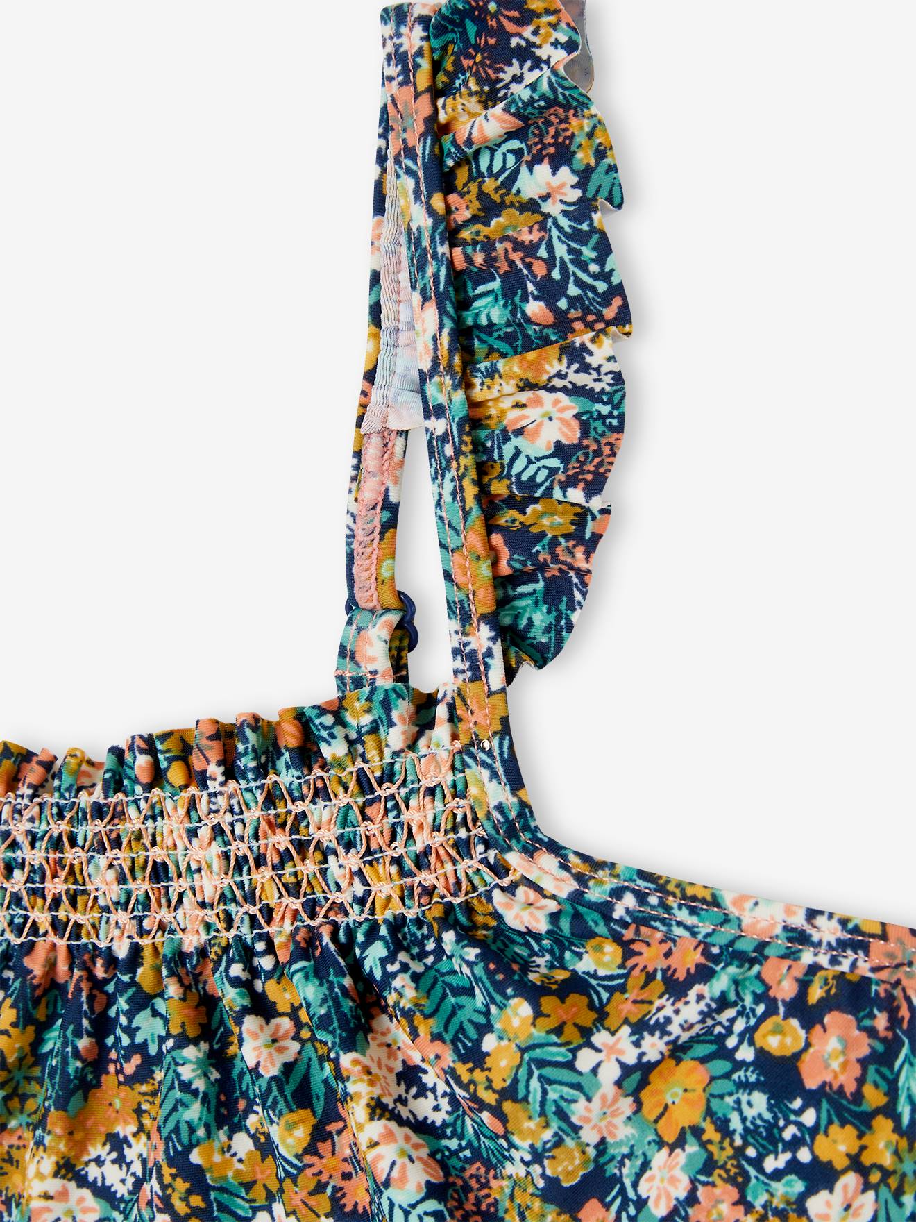 Vertbaudet Mädchen Bikini, Blumen Oeko-Tex - blau