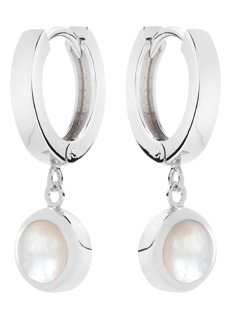 Casa Jewelry Silver Pom hoop earrings with pearl
