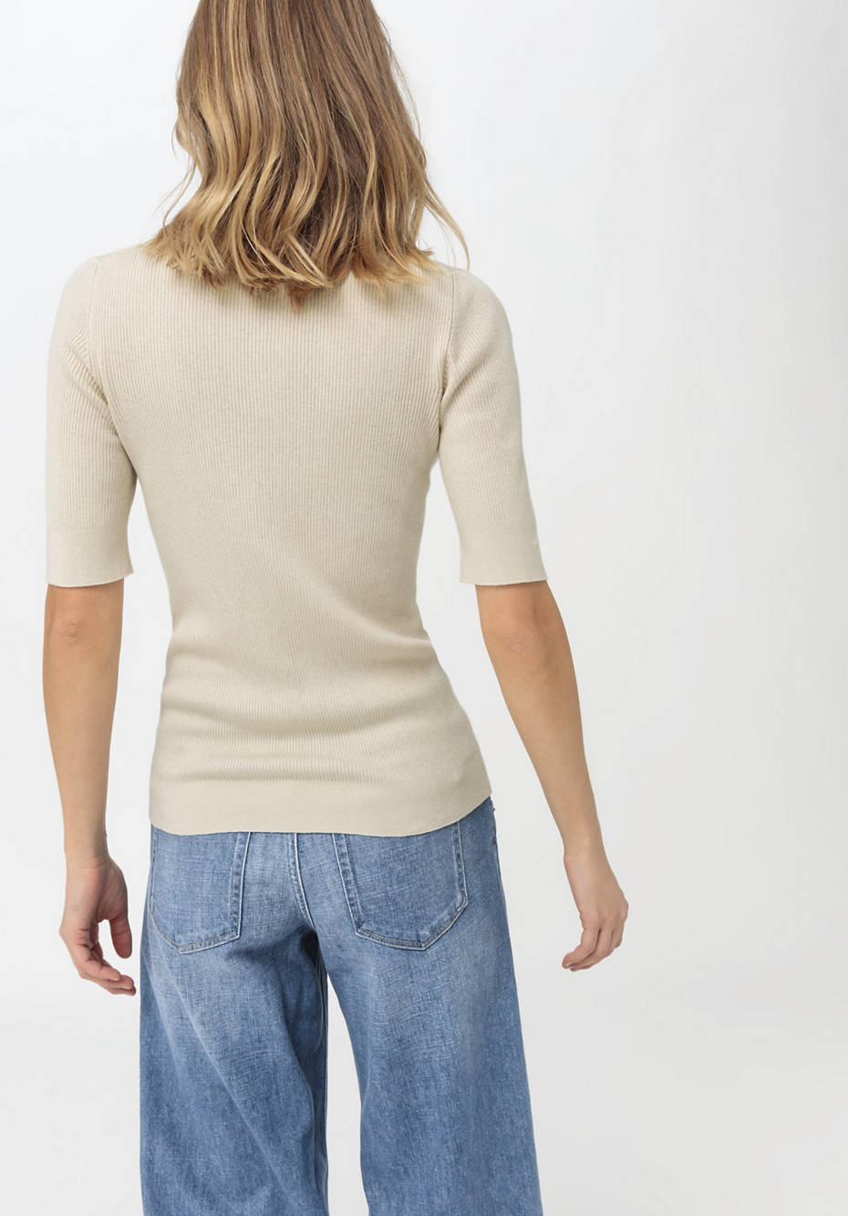 Polo-Pullover aus Seide mit Bio-Baumwolle
