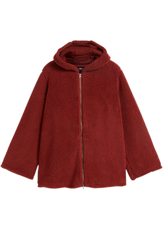 Teddy-Fleecejacke in A-Line mit Seitenschlitzen