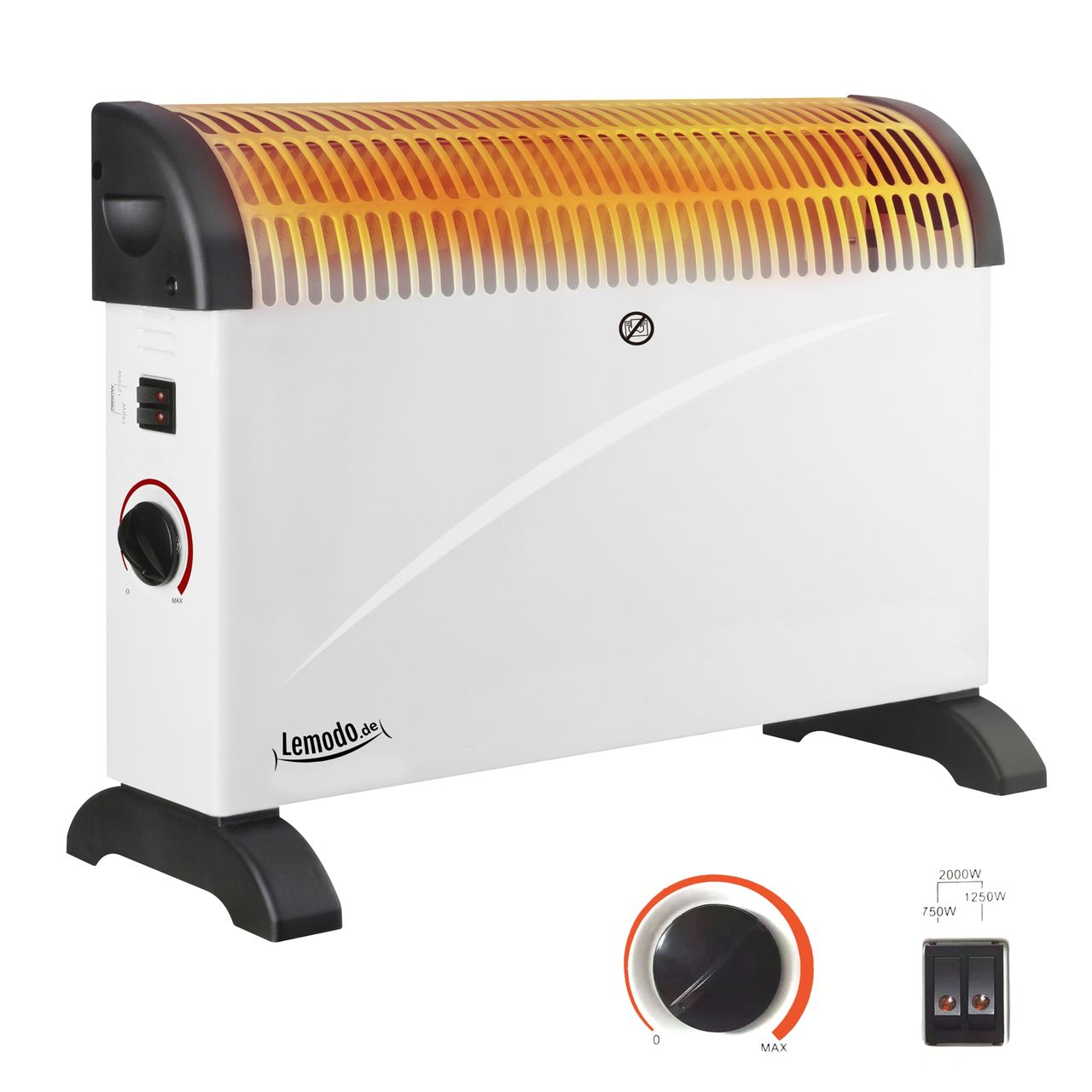 Lemodo Elektroheizung 2000W mit 3 Leistungsstufen