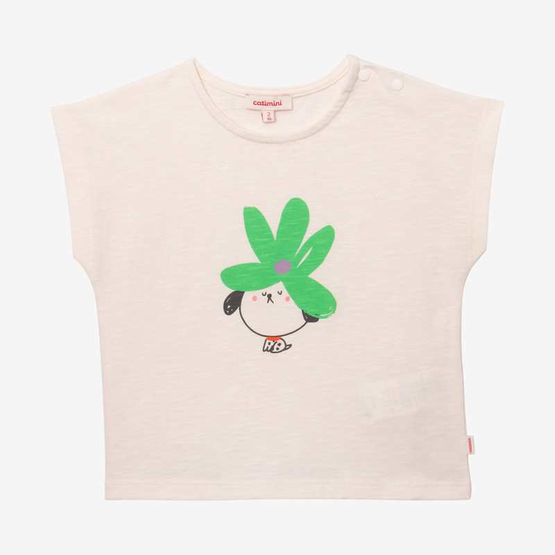 T-shirt bébé fille chien-fleur beige Catimini