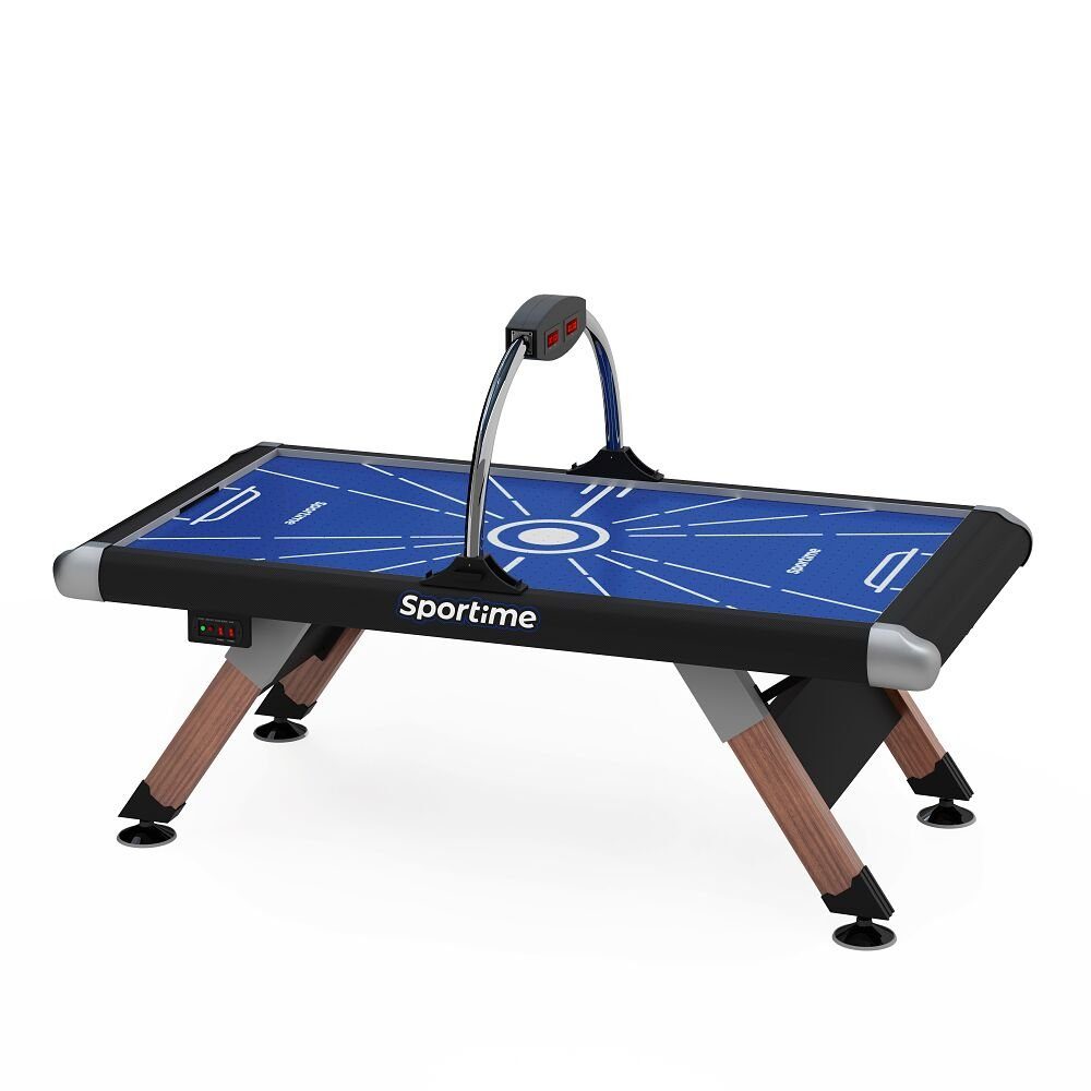 Sportime Air-Hockeytisch 7/8ft Airhockey-Tisch Blue Thunder, Absolut einzigartig: Spielfeld mattblau, Seiten Carbonoptik