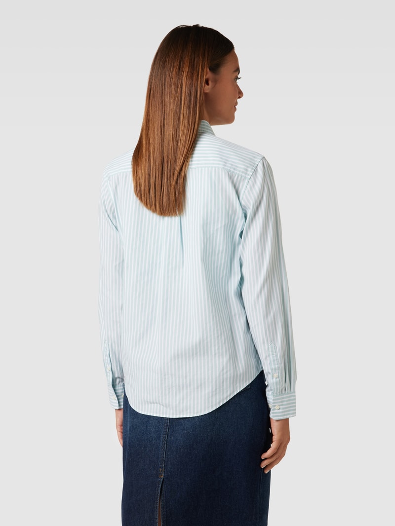 Bluse mit Streifenmuster Modell 'REG POPELINE' in aqua blau