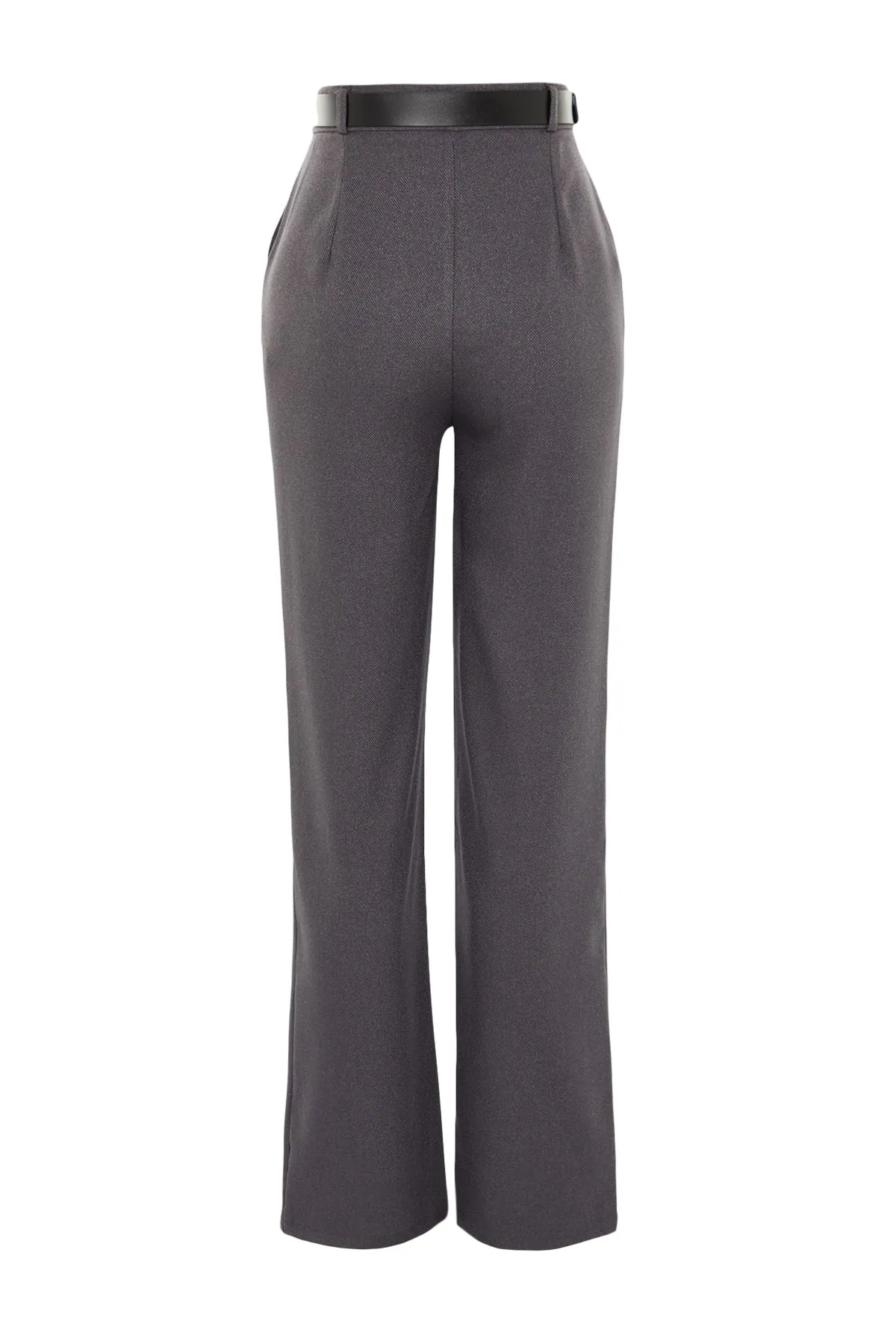 Trendyol Collection  Graue gerade geschnittene Webhose mit Gürtel TWOSS23PL00053