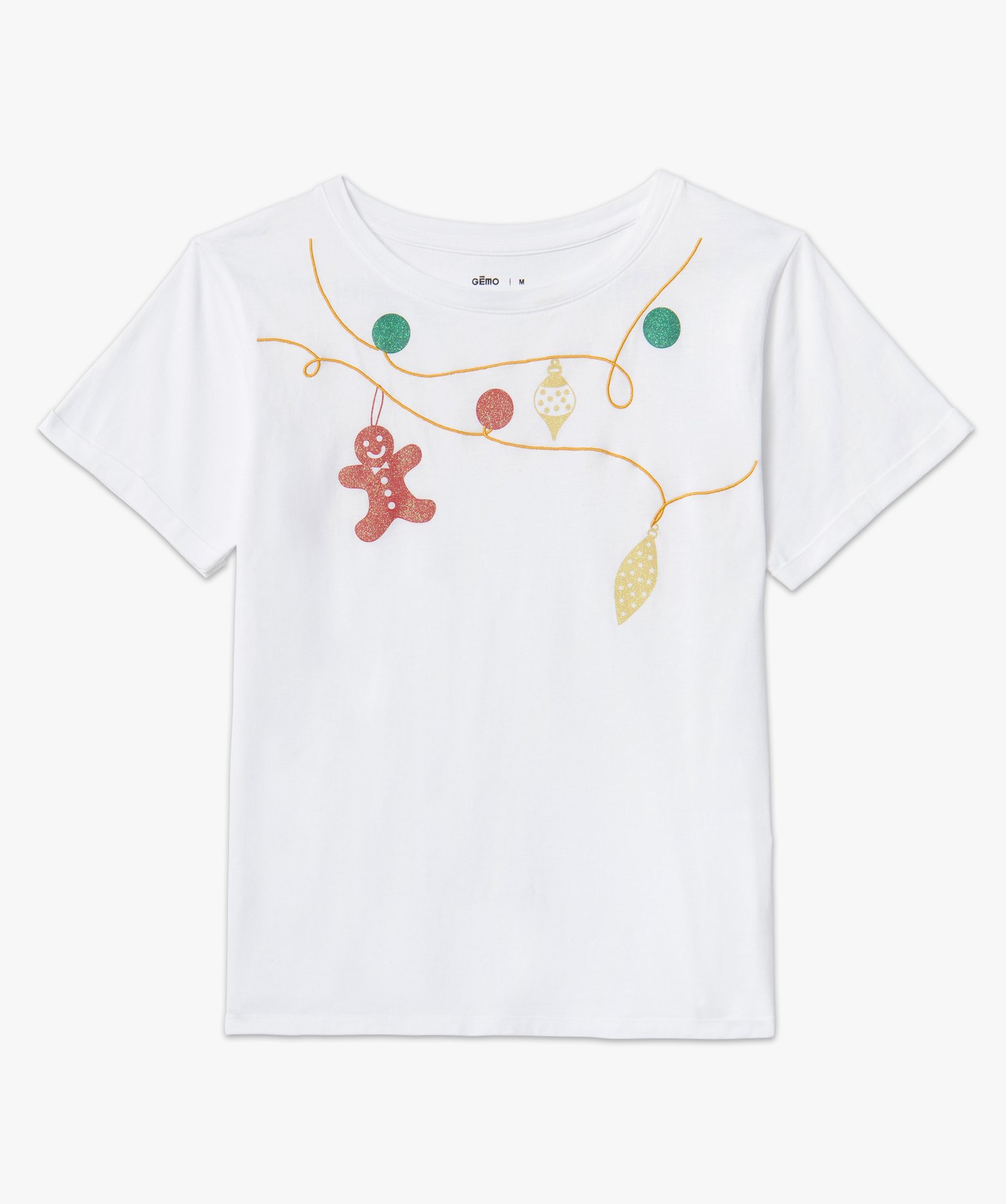 Tee-shirt femme à manches courtes spécial Nol blanc | GEMO