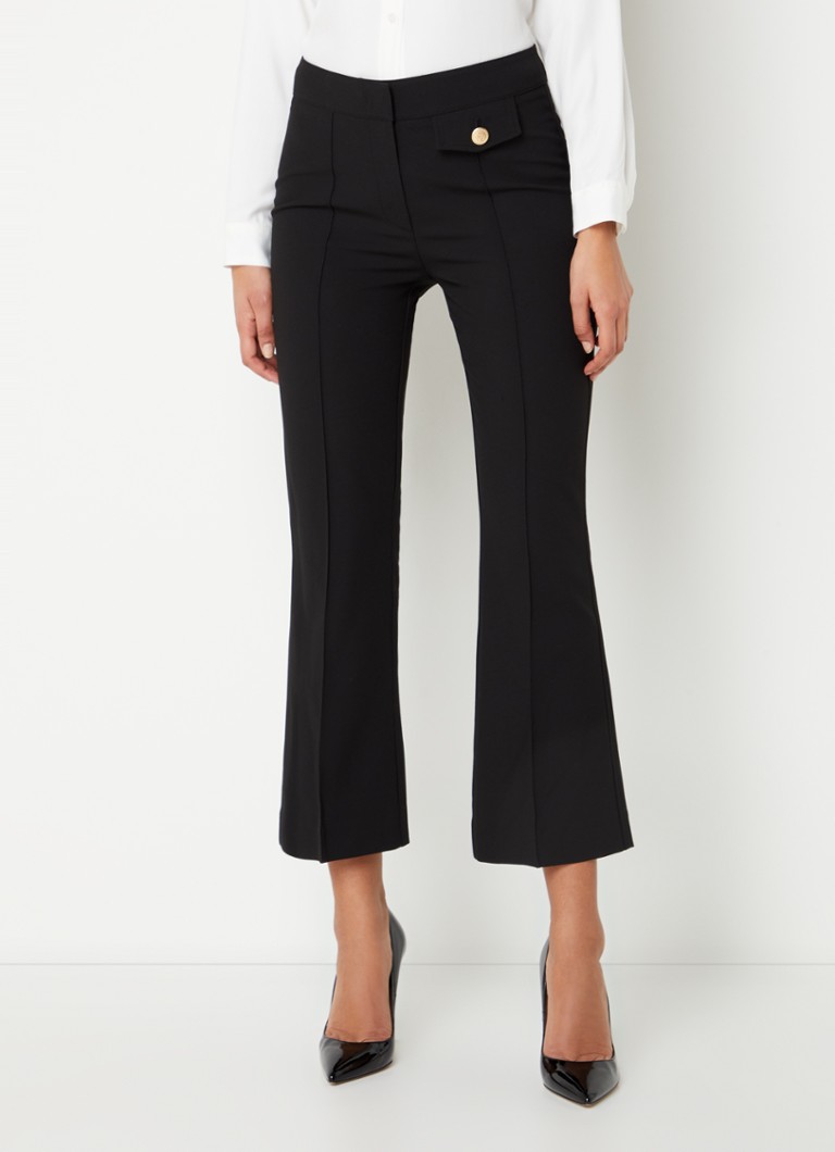 Pantaloni evazați, crop, cu talie înaltă și cusături decorative de la LKBennett Soni