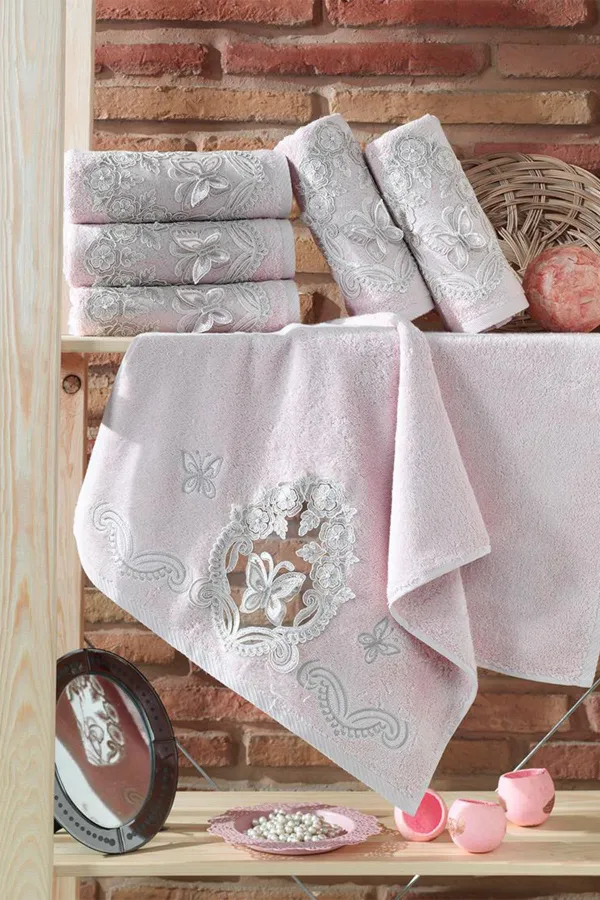 Dantela  Französisch geschnürtes Schmetterlings-Mitgift-Bambushandtuchpulver