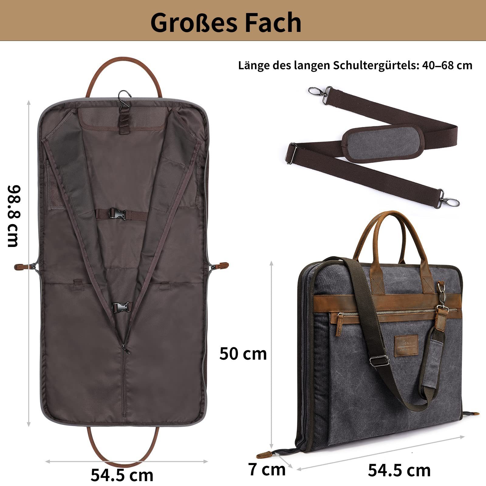 S-ZONE Kleidersack (1 St) Unisex Anzugtasche, Segeltuch Reisetasche für Reisen
