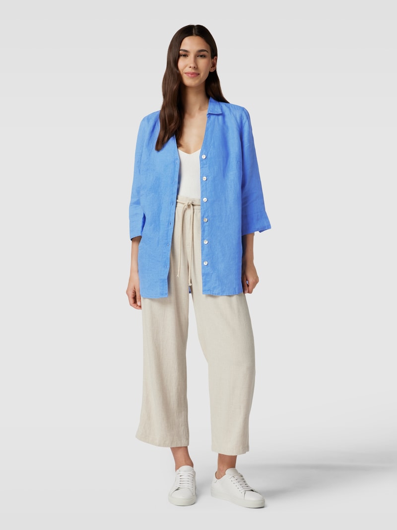 Leinenbluse mit Knopfleiste in jeans