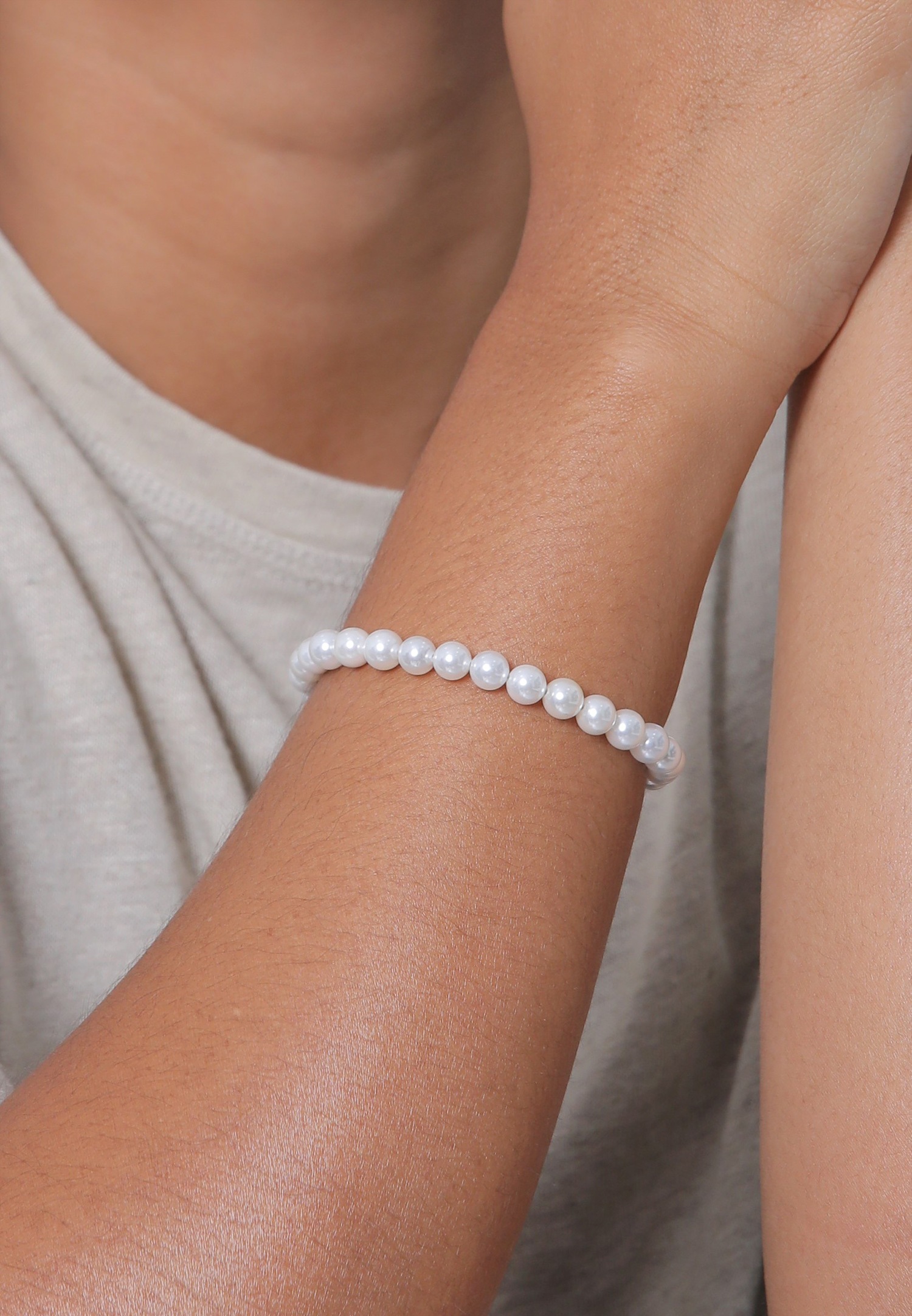 Ensemble classique pour femme signé Elli, orné de perles de coquillage et réalisé en argent sterling 925.