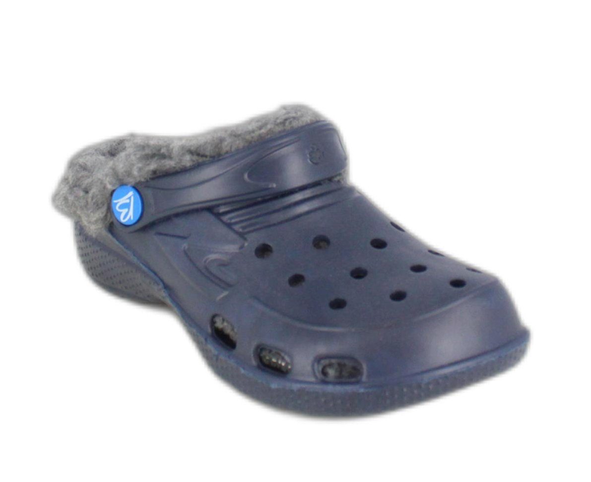 Beck Clogs mit Warmfutter Badeschuh (für warme Füße durch flauschiges Warmfutter) für Kinder Damen und Herren, federleichte Clogs, mit Fersenriemen
