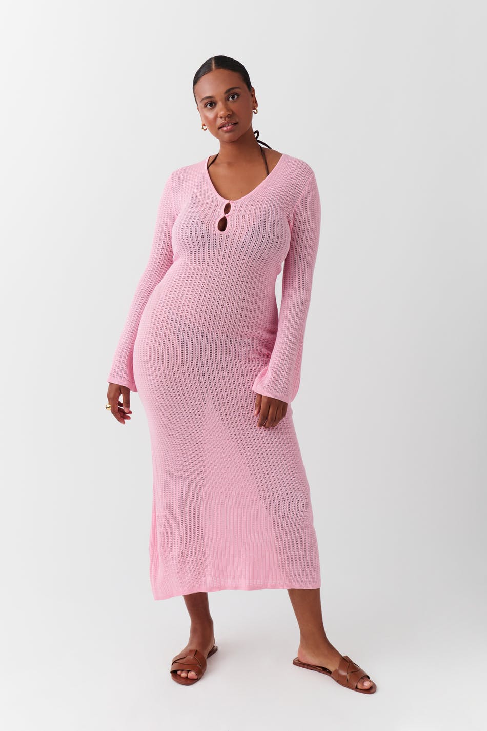 Pointelle knit dress