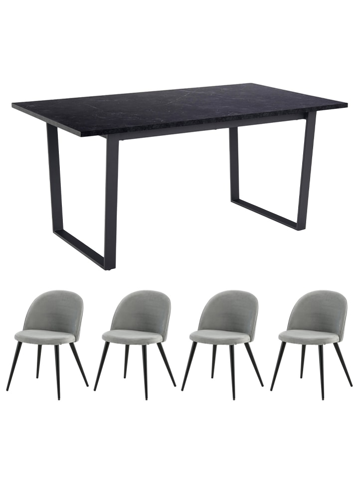 ebuy24 Essgruppe Tilst (5-teilig) Grau 160 x 90 cm günstig kaufen onesize