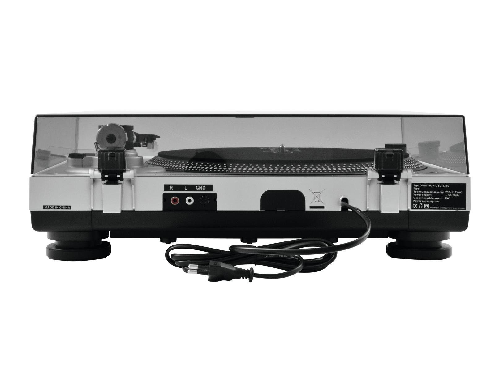 Omnitronic BD-1350 Plattenspieler Plattenspieler (Riemenantrieb, Phono 1,7-3,5 mV/ 1 kHz 5 cm/sec)
