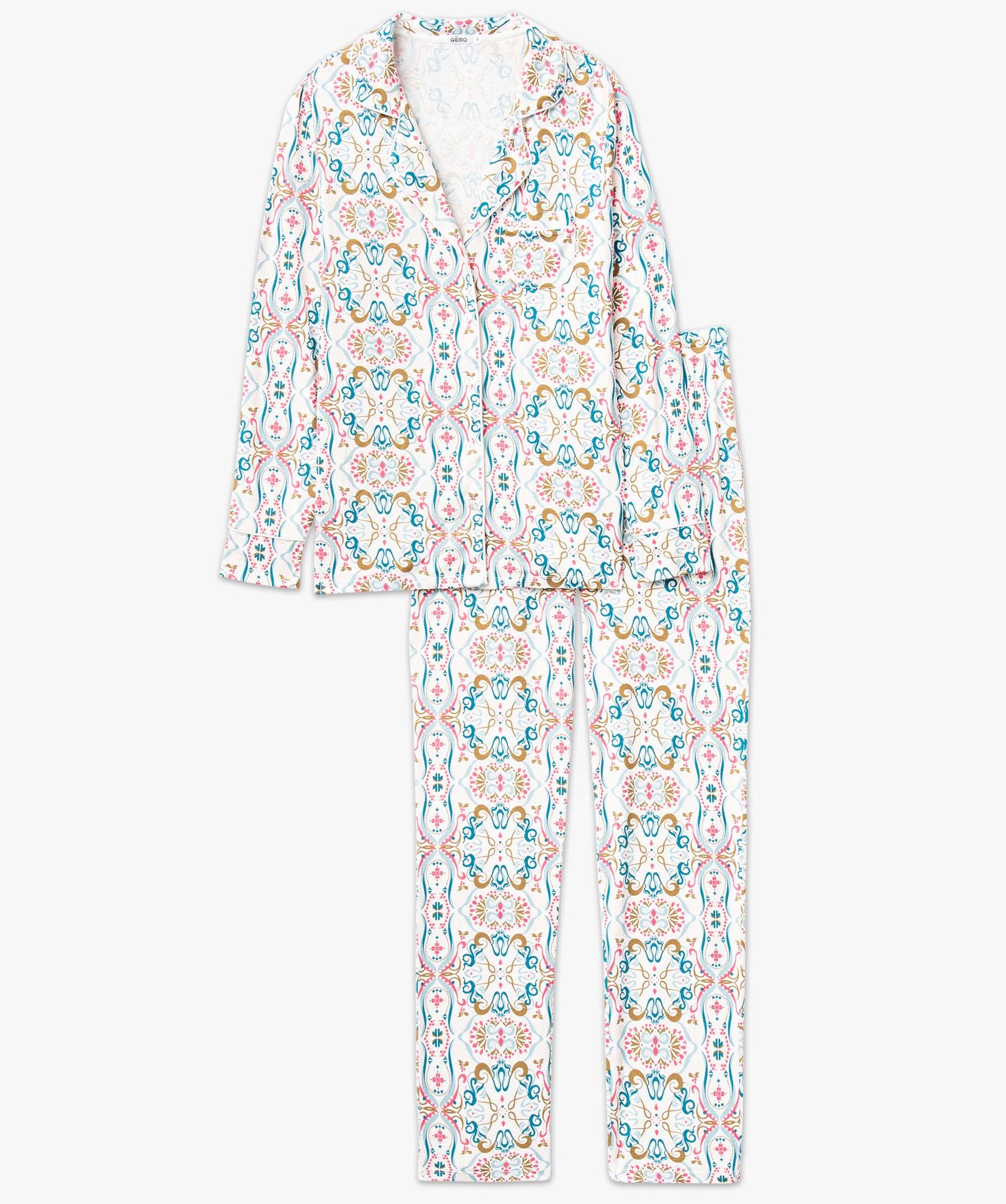 Pyjama deux pièces : chemise et pantalon femme imprime | GEMO