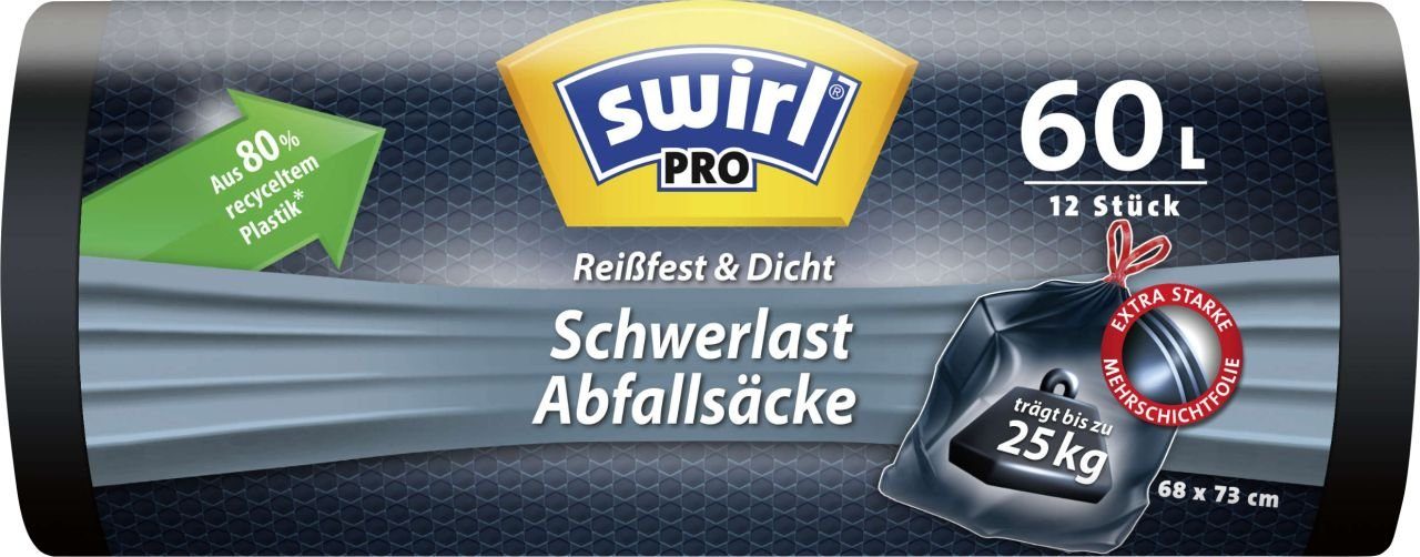 Swirl Müllsackständer Swirl® Schwerlast-Säcke Profi mit Zugband 60 L