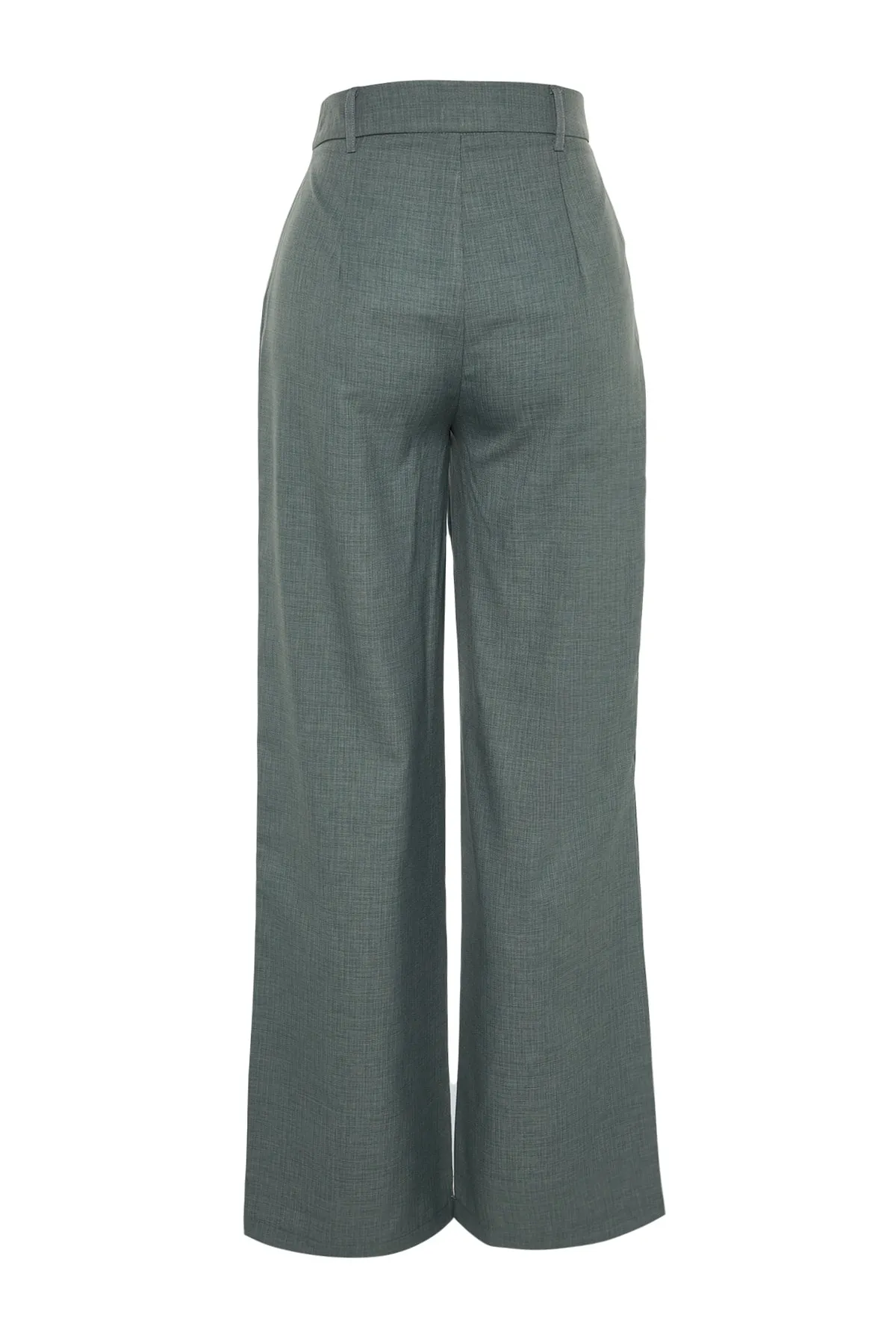 Trendyol Collection  Dunkelgrüne, plissierte Webhose mit weitem Bein TWOAW22PL0475