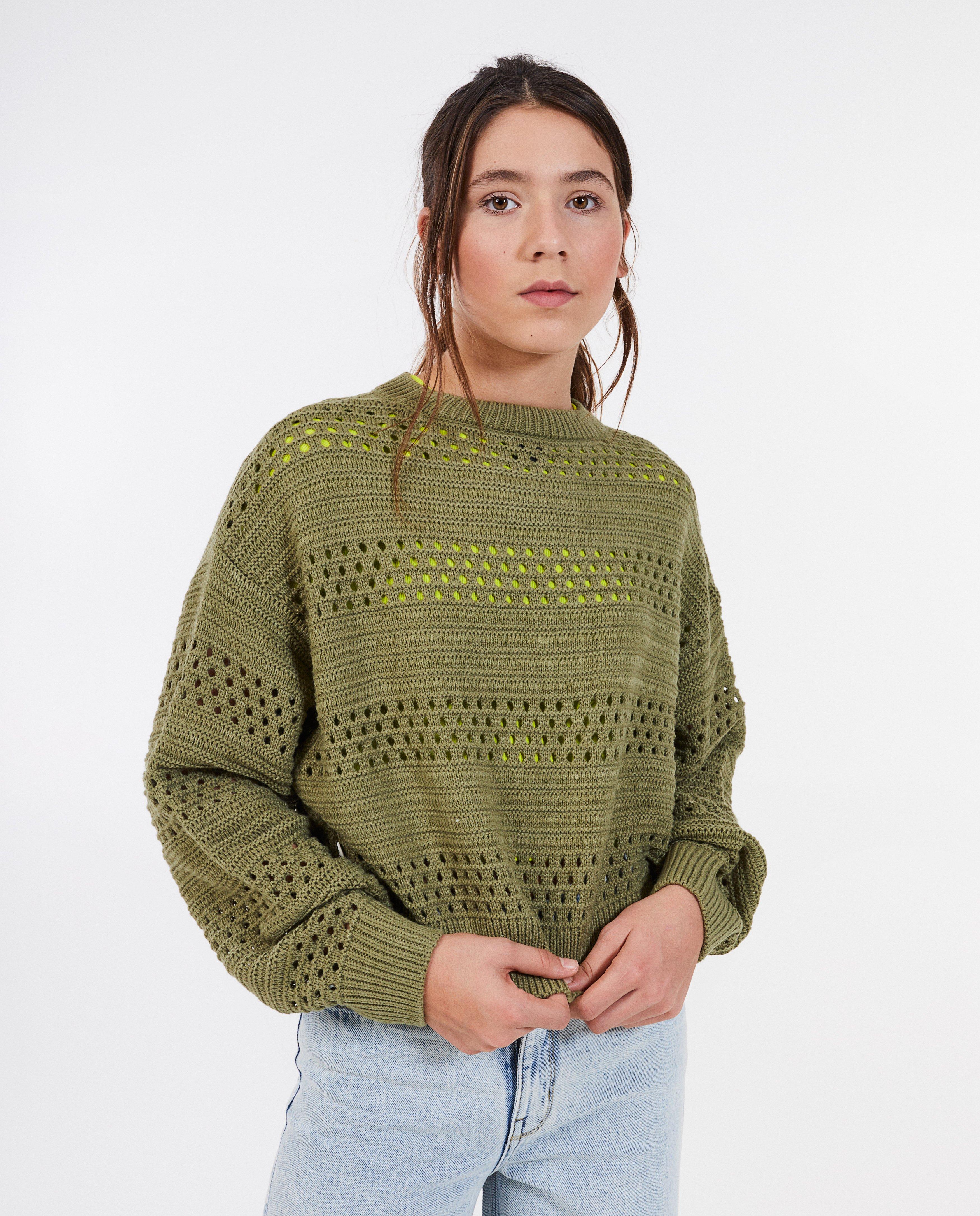 Groggy Trui met ajour khaki