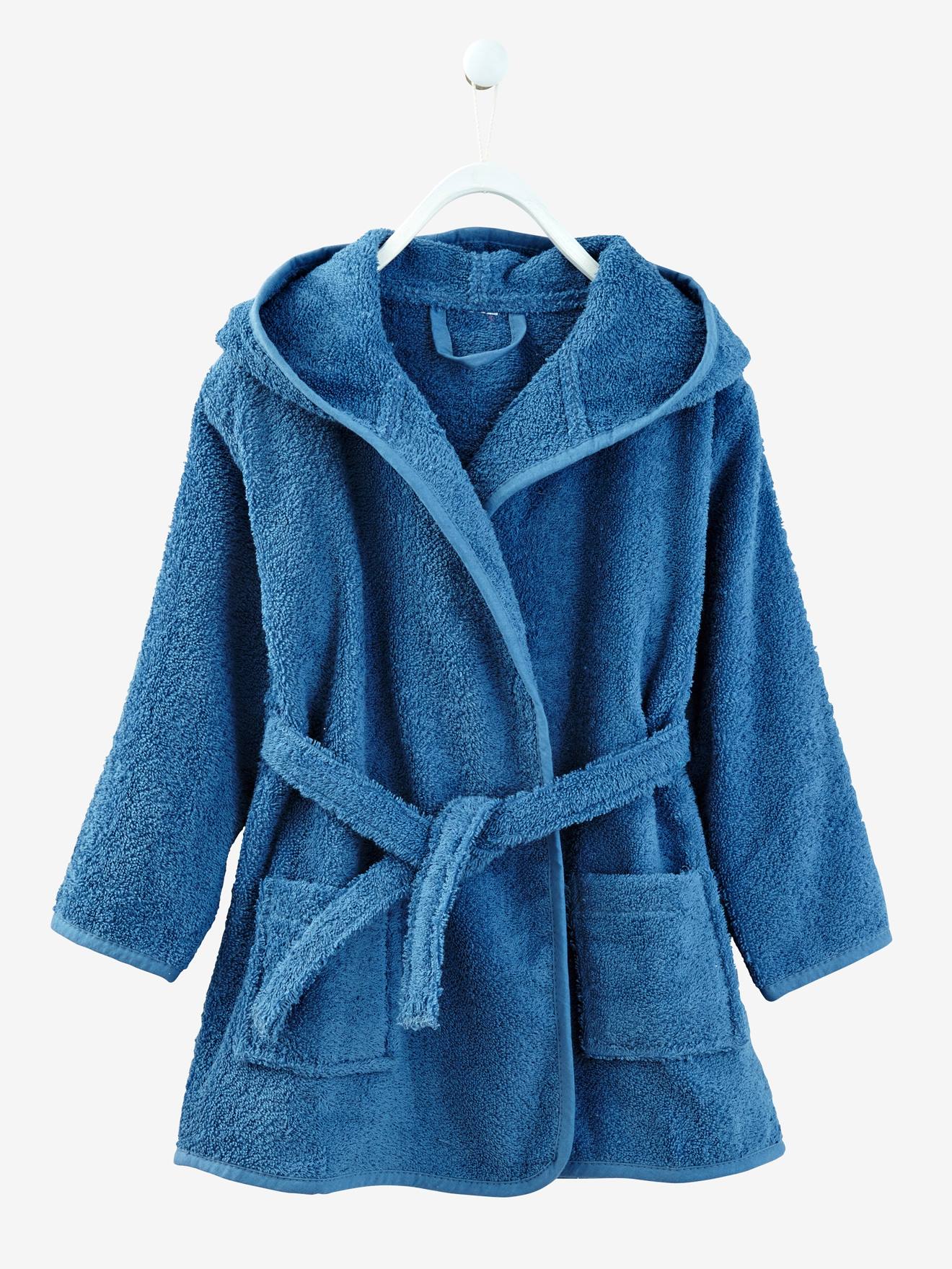 Vertbaudet Kinder Bademantel mit Kapuze Oeko-Tex, personalisierbar - blau