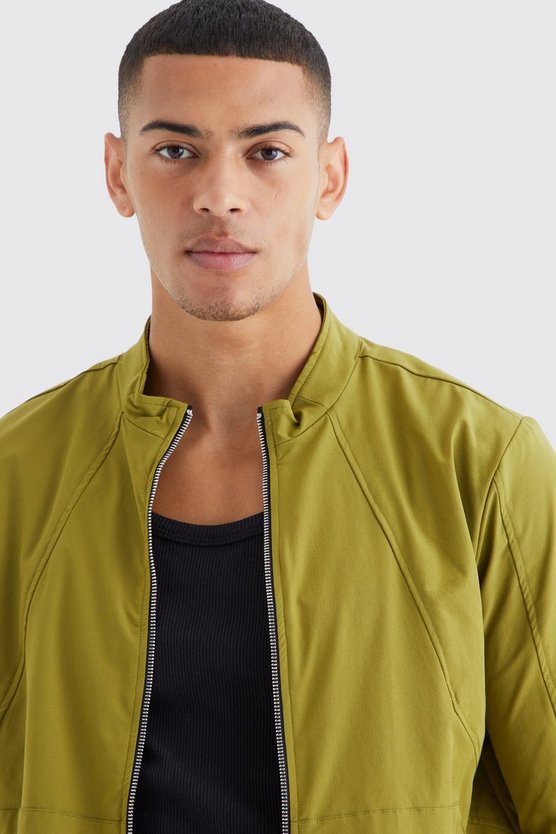 Langärmliges Overshirt mit Stretch-Einsatz und Reißverschluss