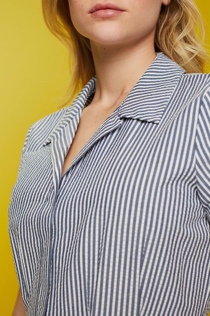 Seersucker-Hemdblusenkleid, 100 % Baumwolle