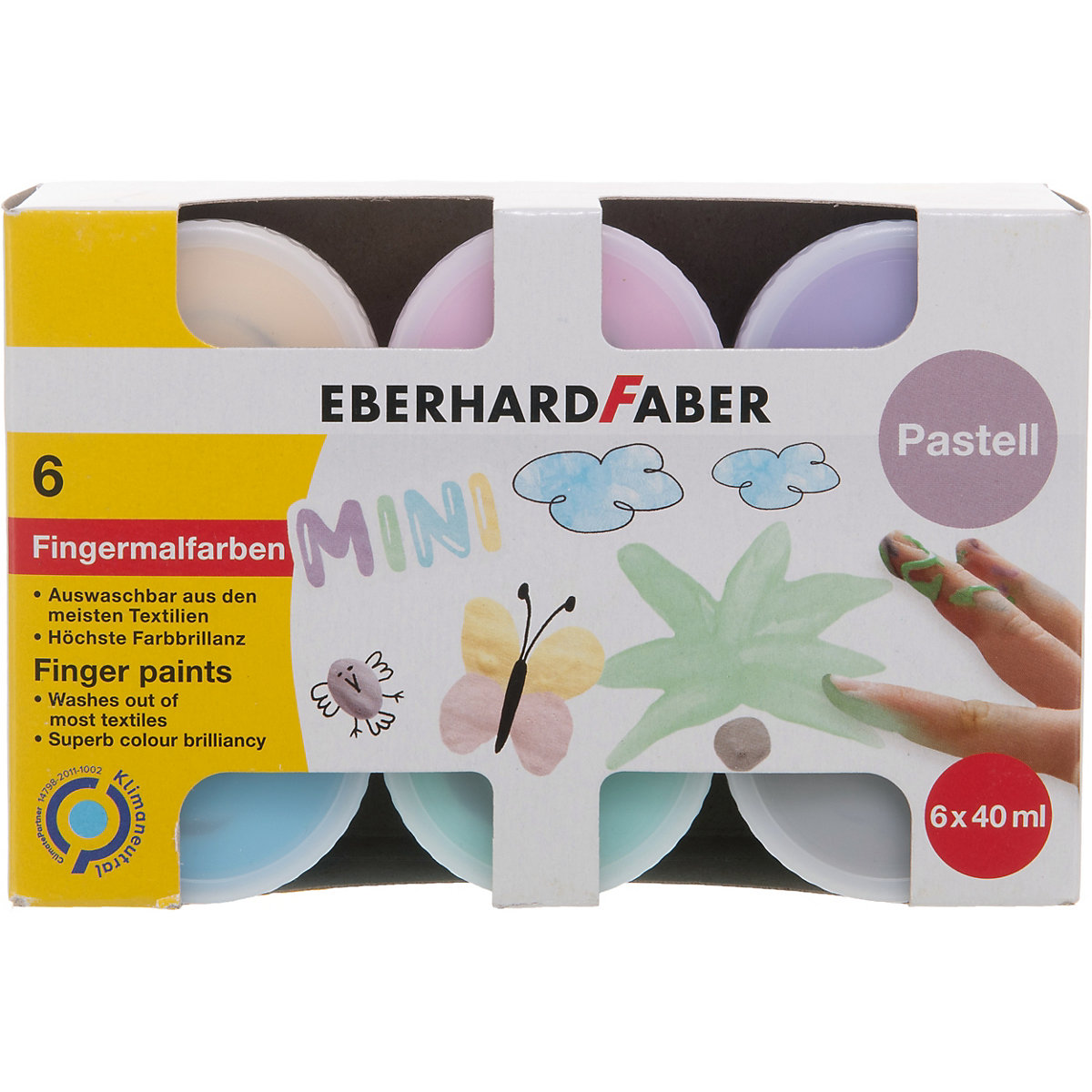 Fingermalfarben Mini Kids Pastell, 6 Farben