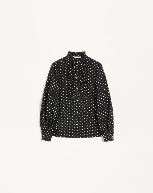 Camisa Crepe De Chine com Estampa Plus-de-pois