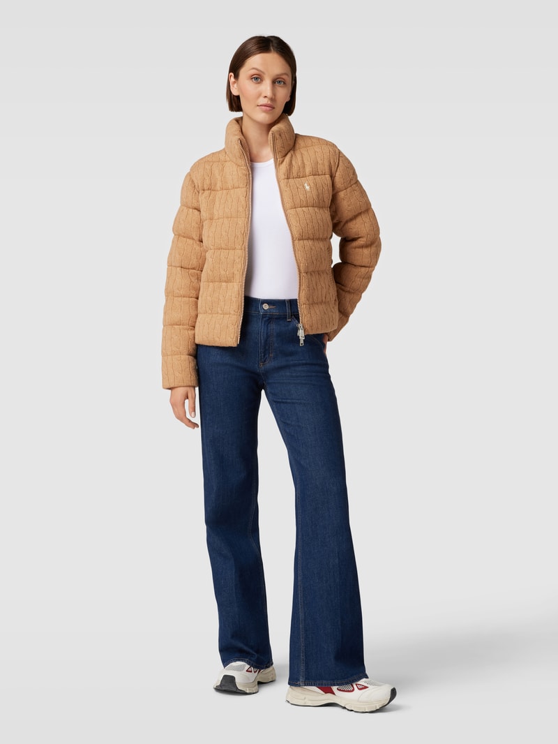 Steppjacke mit Zweiwege-Reißverschluss in cognac