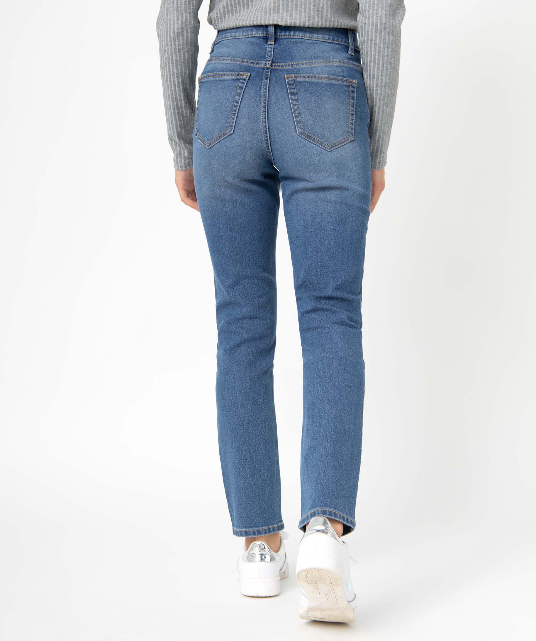 Jean femme coupe Slim taille haute – Longueur L26 stone | GEMO