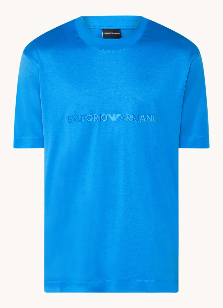 Tricou Emporio Armani din amestec de lyocell cu logo brodat