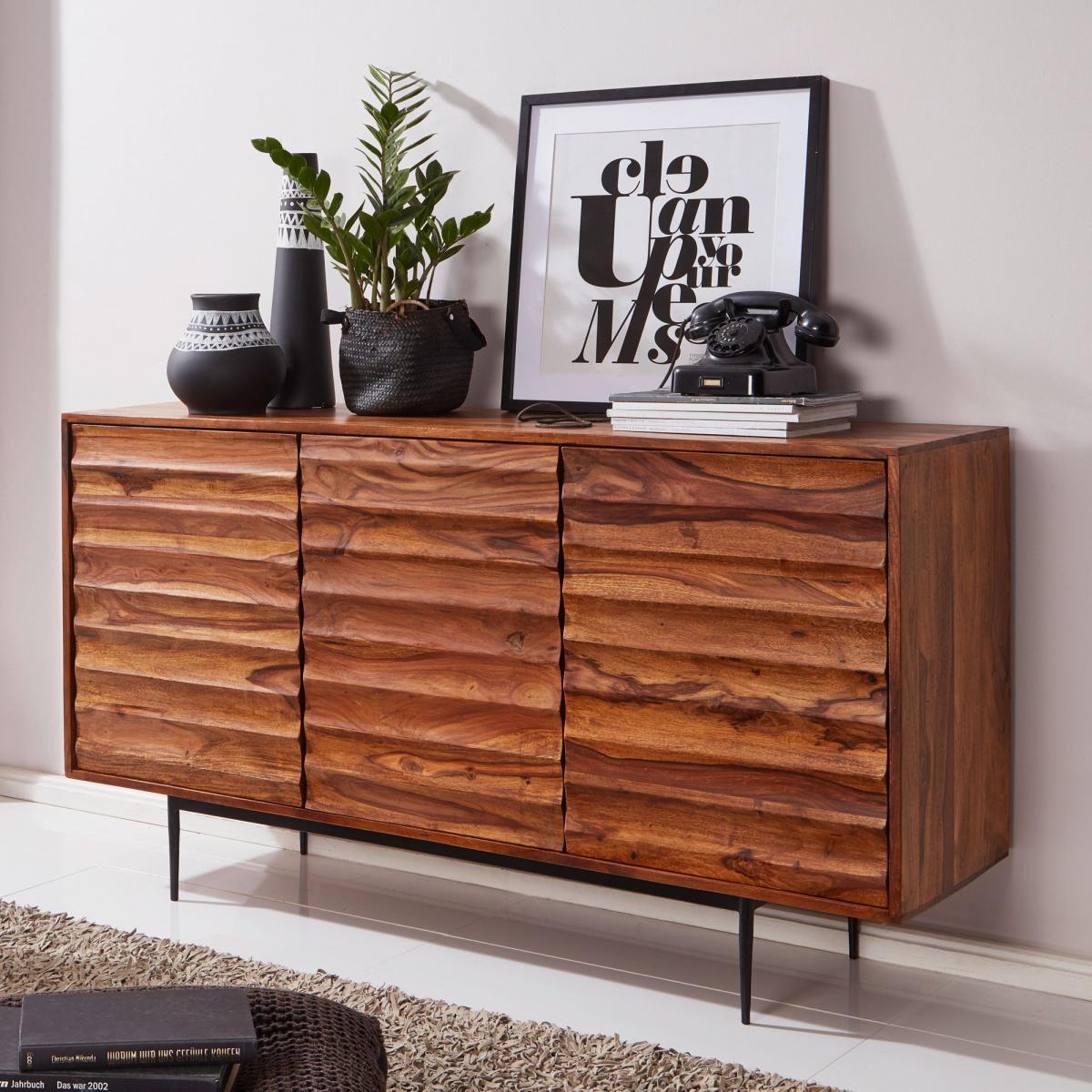Wohnling Sideboard Sheesham Massivholz 150x81x41 cm