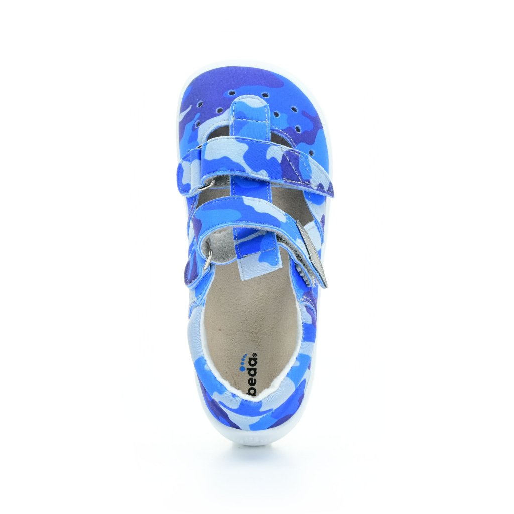 Beda Blue Military Barfußsandalen Klett (BF 0001 / SD / W / NP)