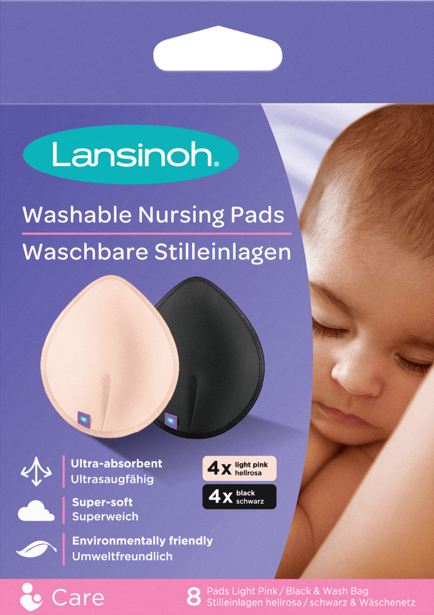 Stilleinlagen Mama waschbar, hellrosa und schwarz, 8 St